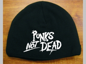 Punks not Dead čierna pletená čiapka stredne hrubá vo vnútri naviac zateplená, univerzálna veľkosť, materiálové zloženie 100% akryl